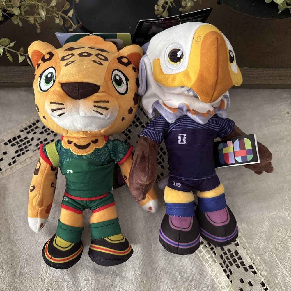 FIFA World Cup 2026 Plush Mascot Lot of 2 Jazwares Clutch Zayu New NWT
